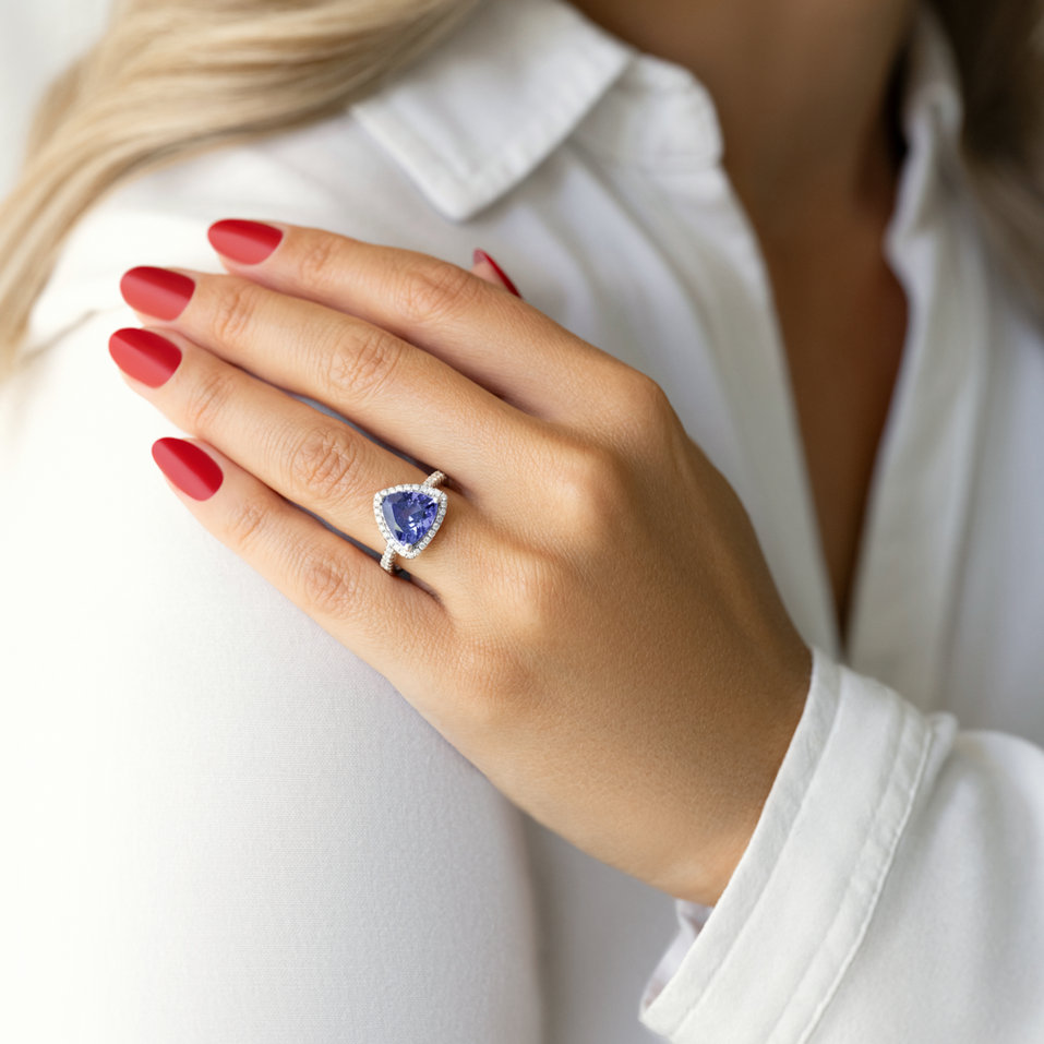 Prsten s tanzanitem a diamanty Posh Lady