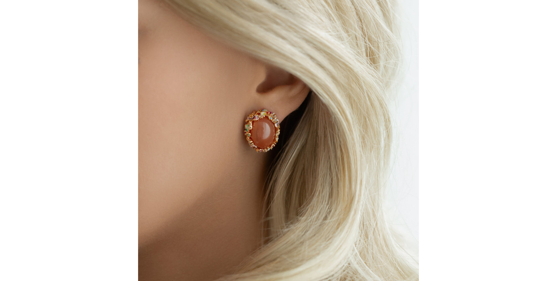 Náušnice s měsíčním kamenem, diamanty a drahokamy Ayse