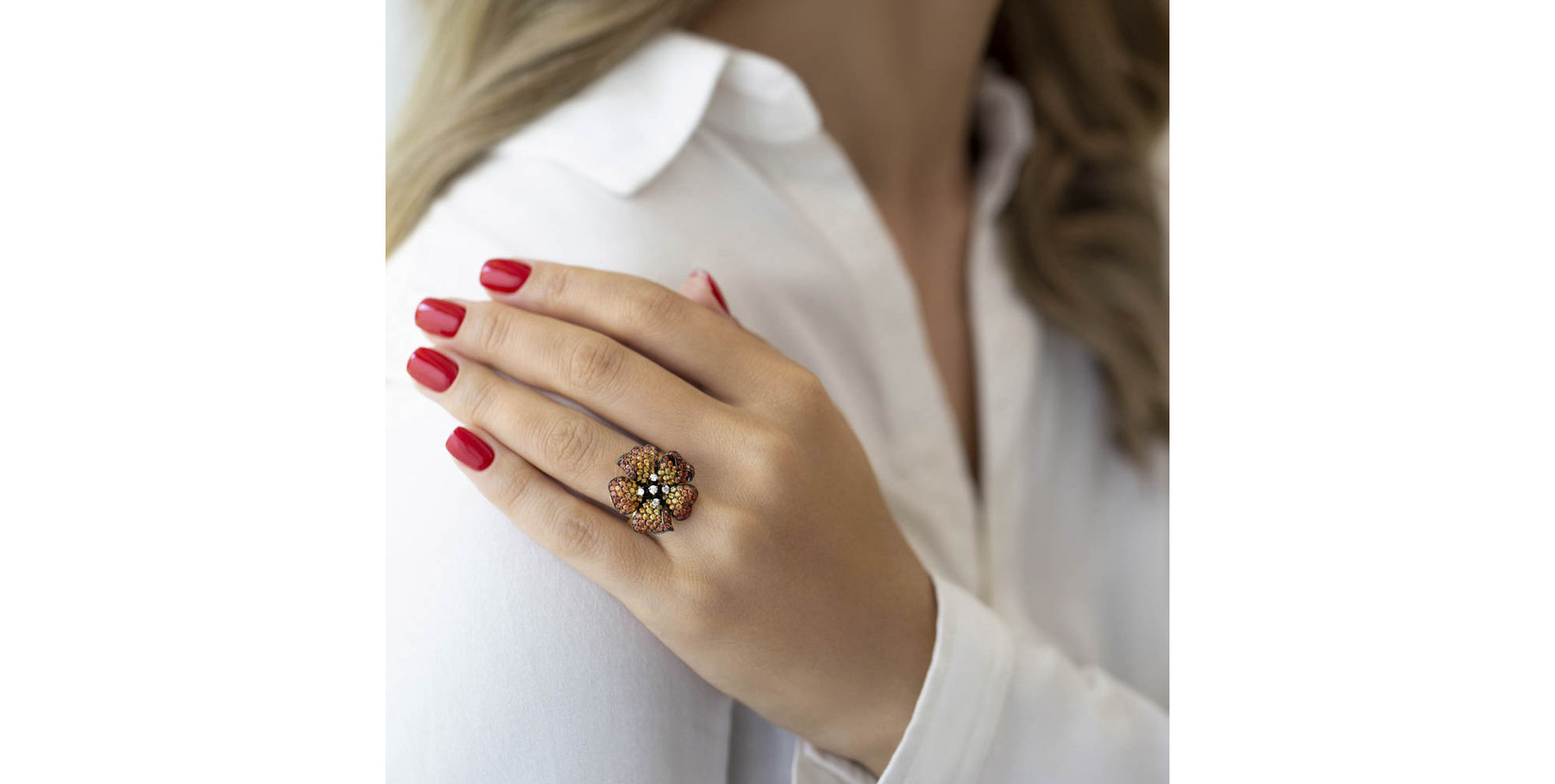 Prsten s diamanty a safíry Angie