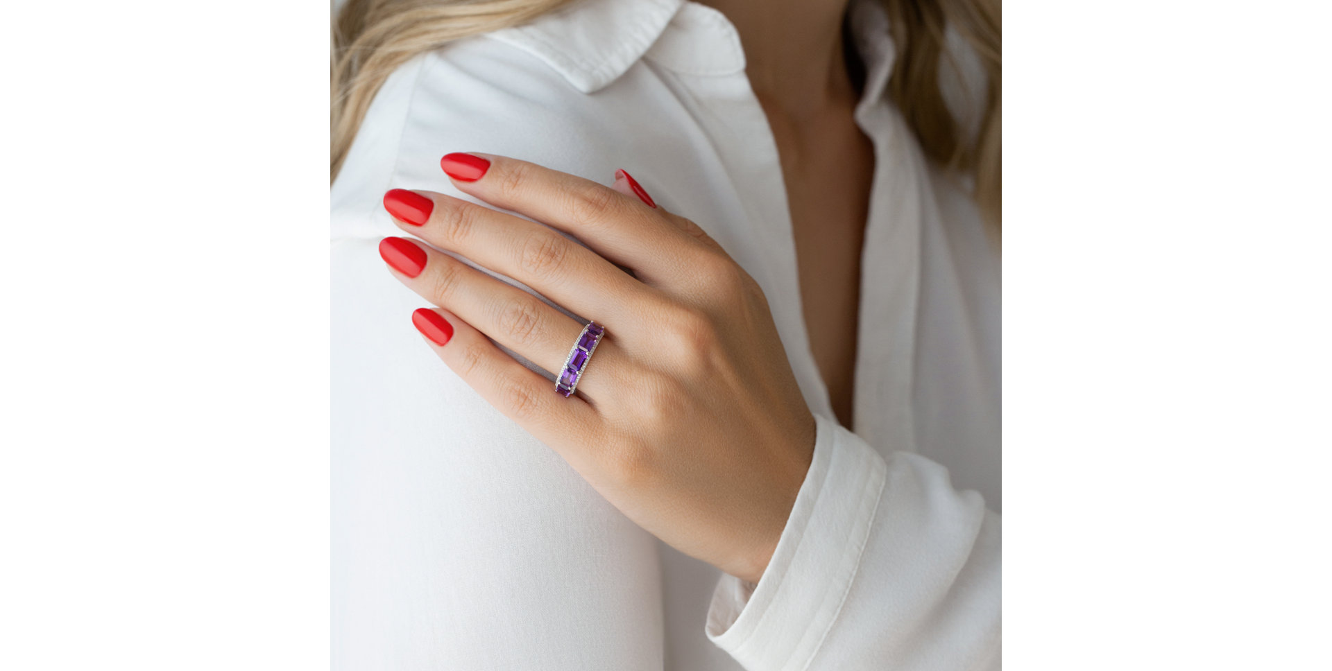 Prsten s diamanty a ametysty Féroce