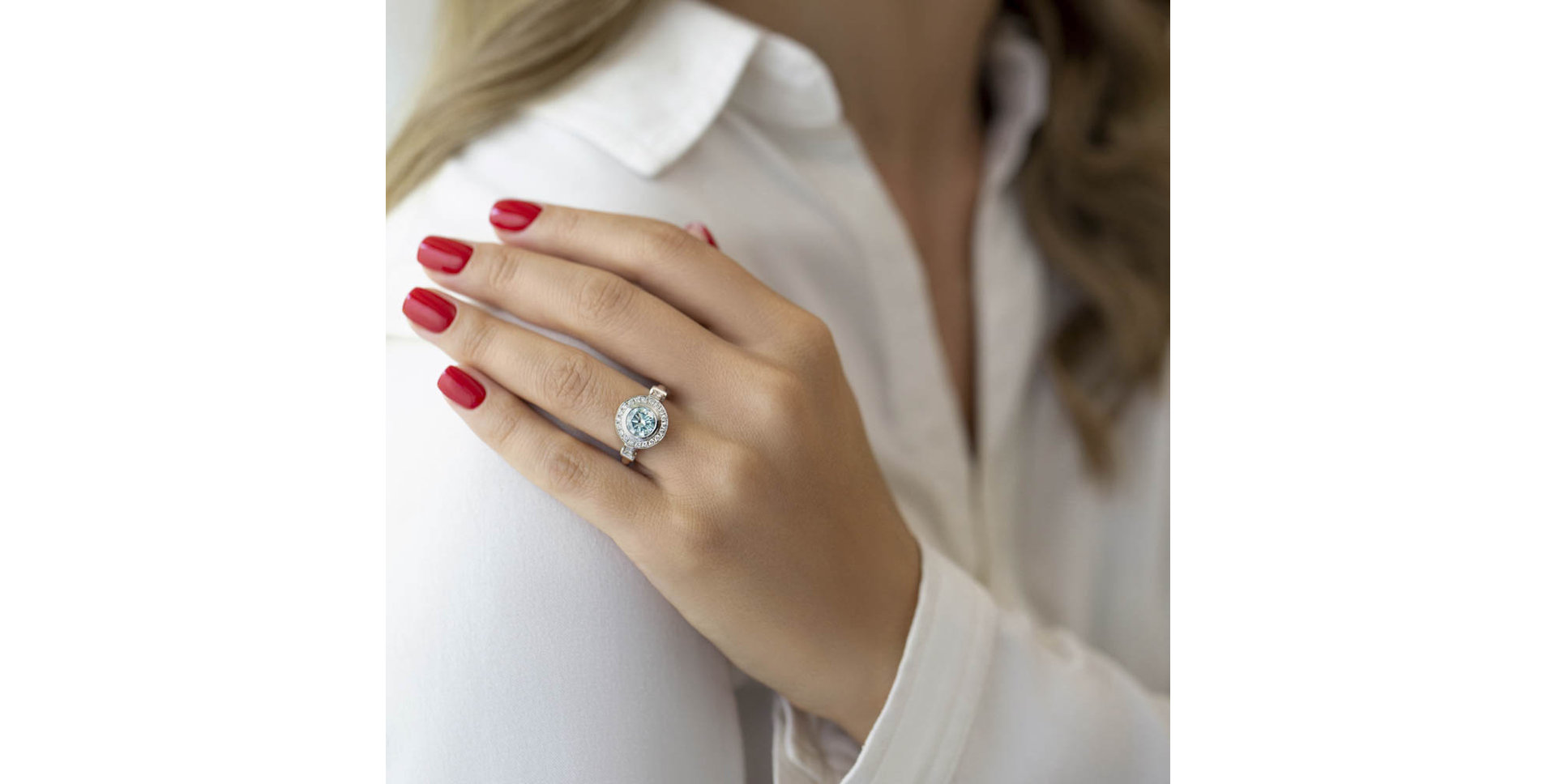 Prsten s modrým diamantem Fantasy Sky