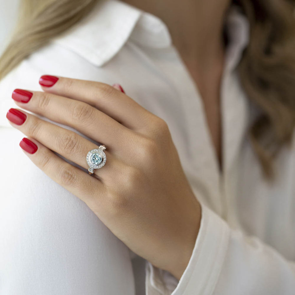 Prsten s modrým diamantem Fantasy Sky