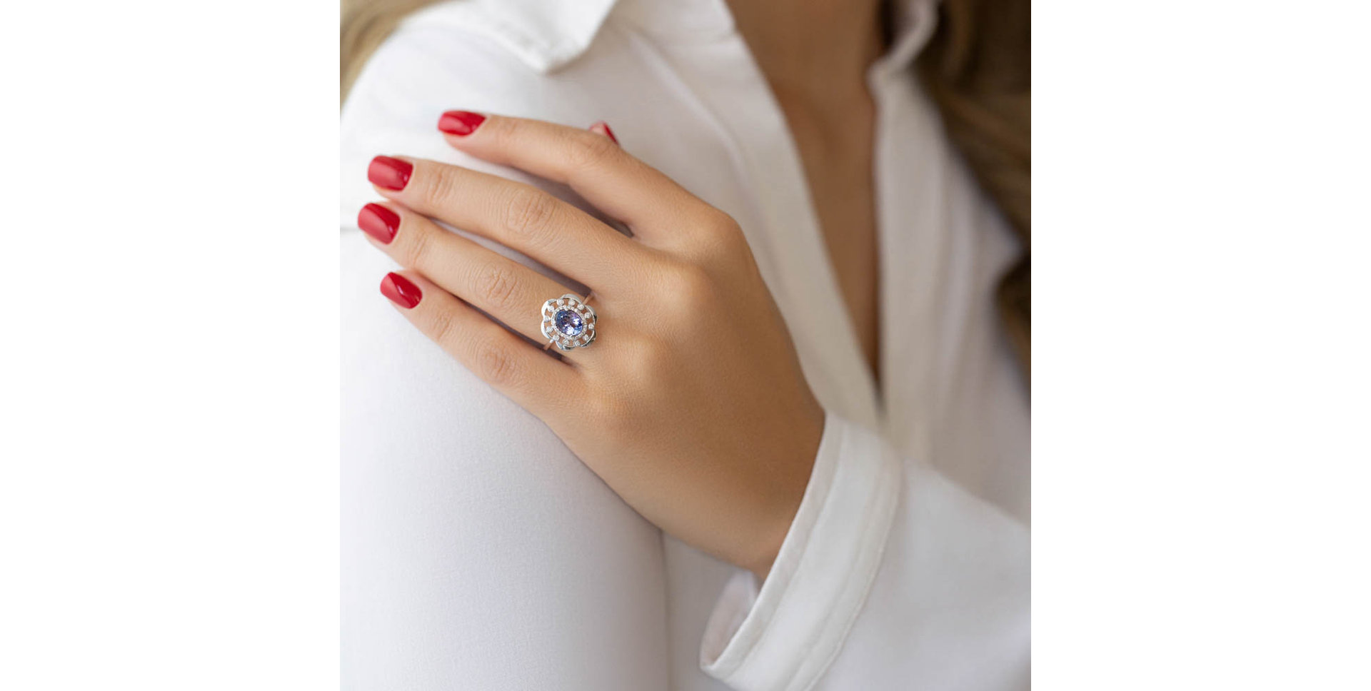 Prsten s tanzanitem a diamanty Grand Devotion