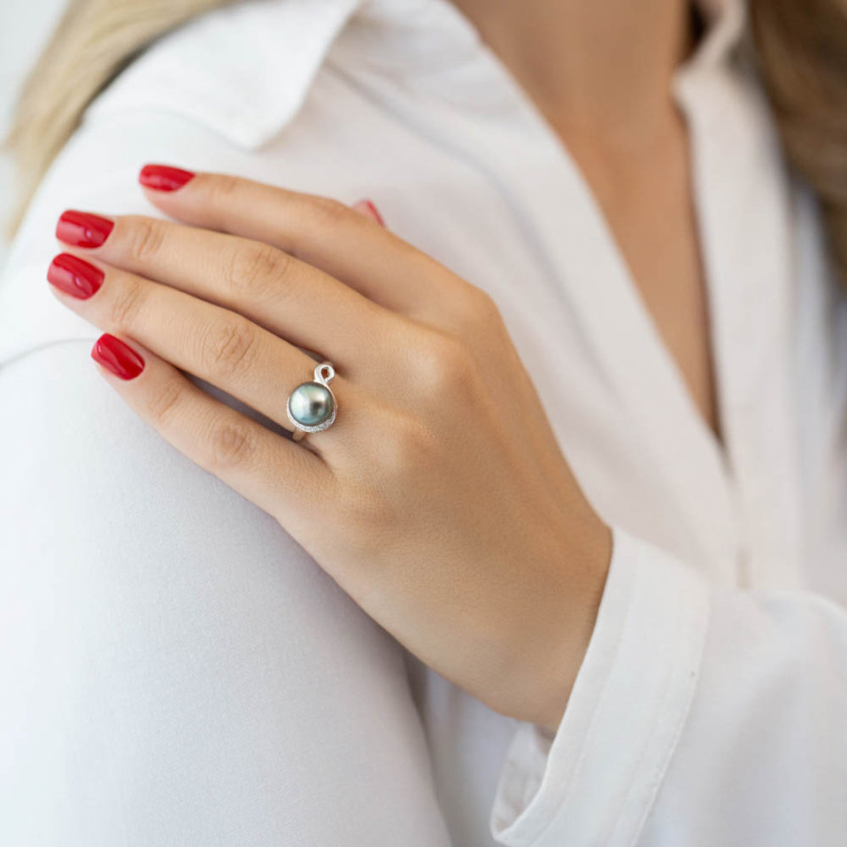 Prsten s perlou a diamanty Curran