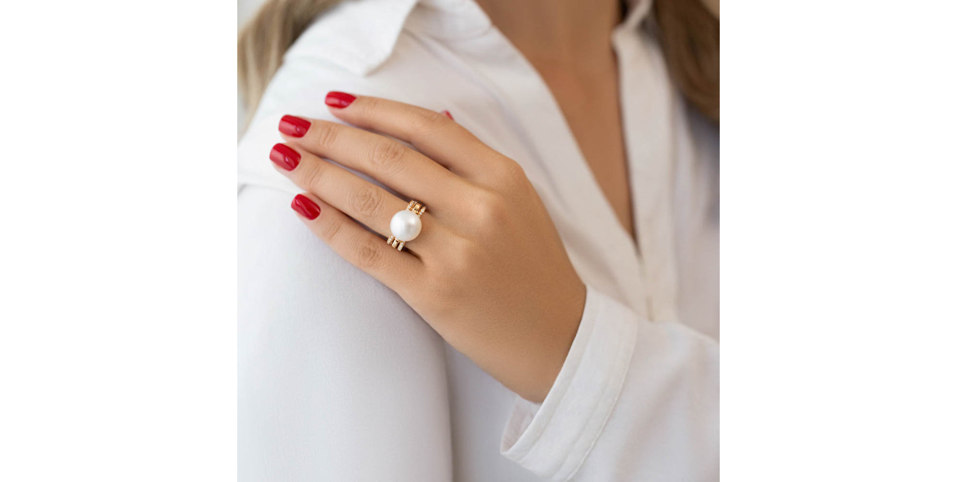 Prsten s perlou a diamanty Ocean Poetic