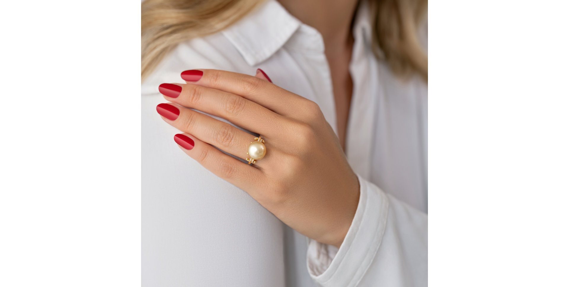 Prsten s perlou a diamanty Alaw