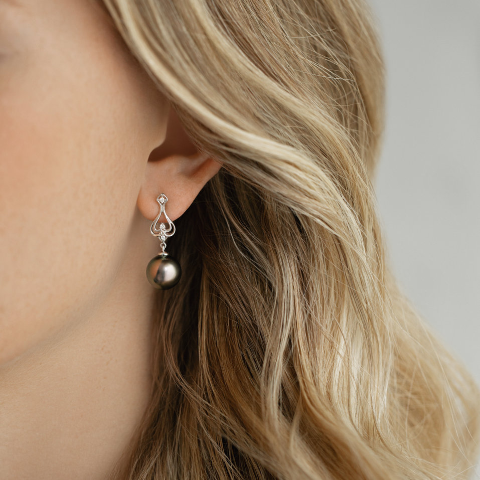 Náušnice s perlou a diamanty Astral Ocean