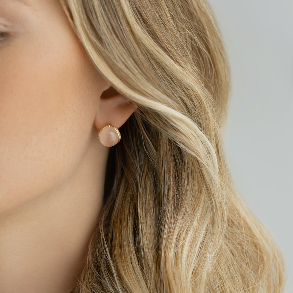 Náušnice s růženínem a diamanty Pink Passion