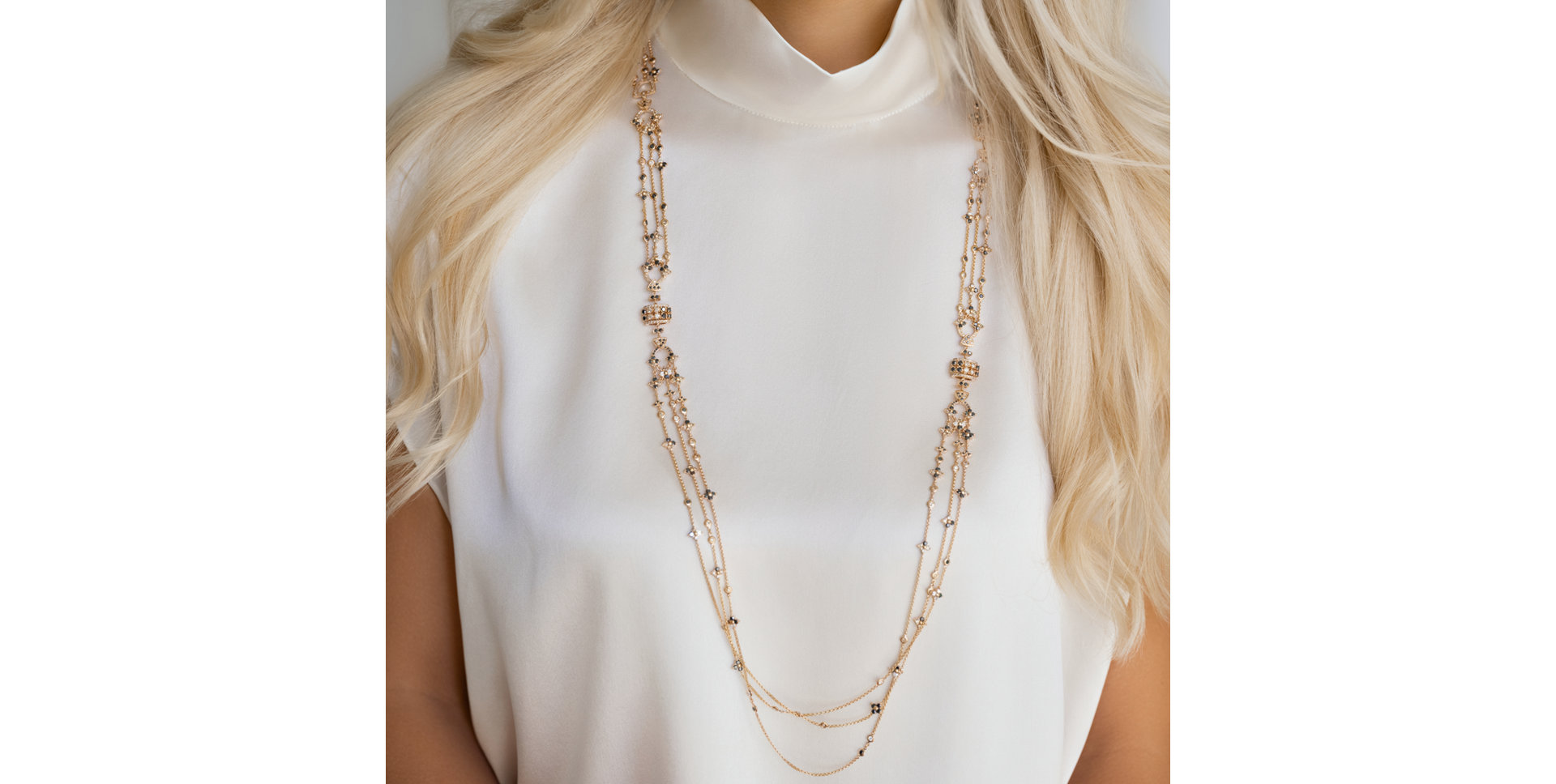 Náhrdelník s bílými a hnědými diamanty Eternal Essence