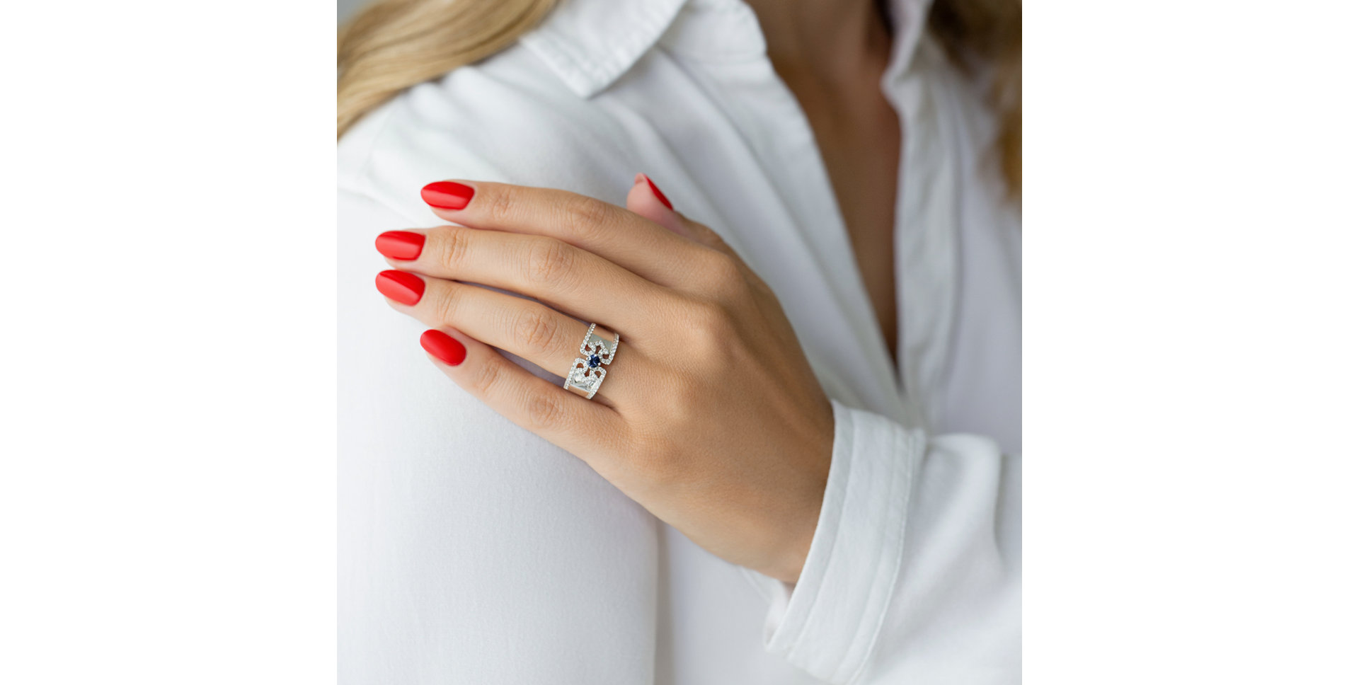 Prsten s safírem a diamanty Royal Sapphire