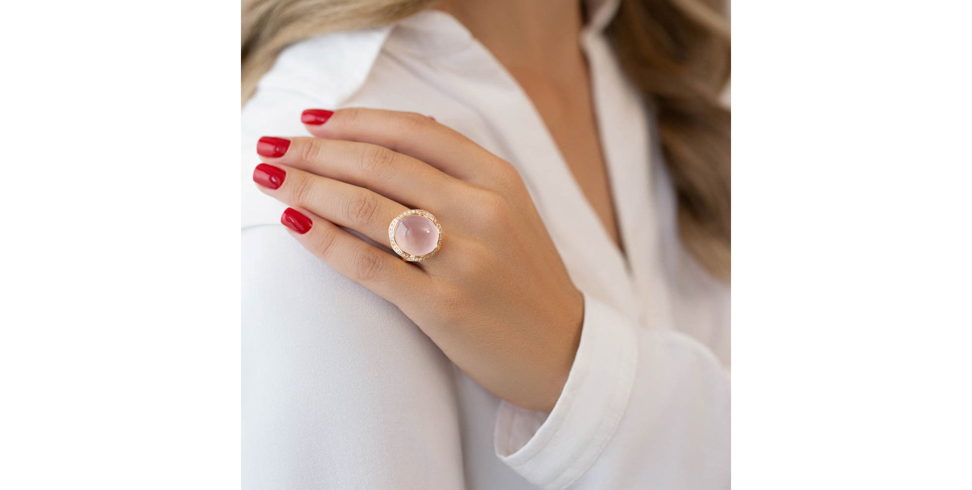 Prsten s růženínem a diamanty Dark Ocean