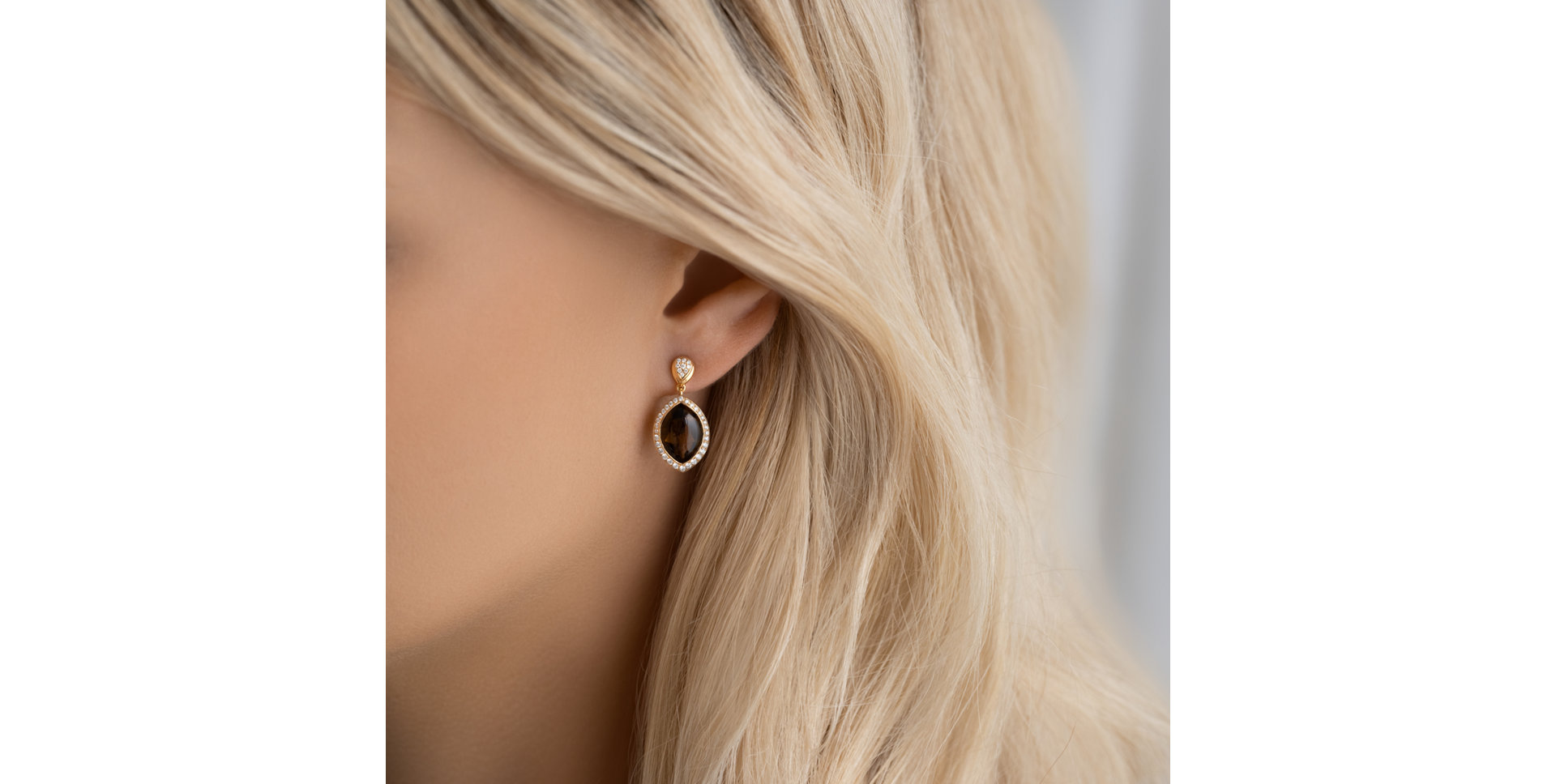 Náušnice s quartzem a diamanty Yellow Queen