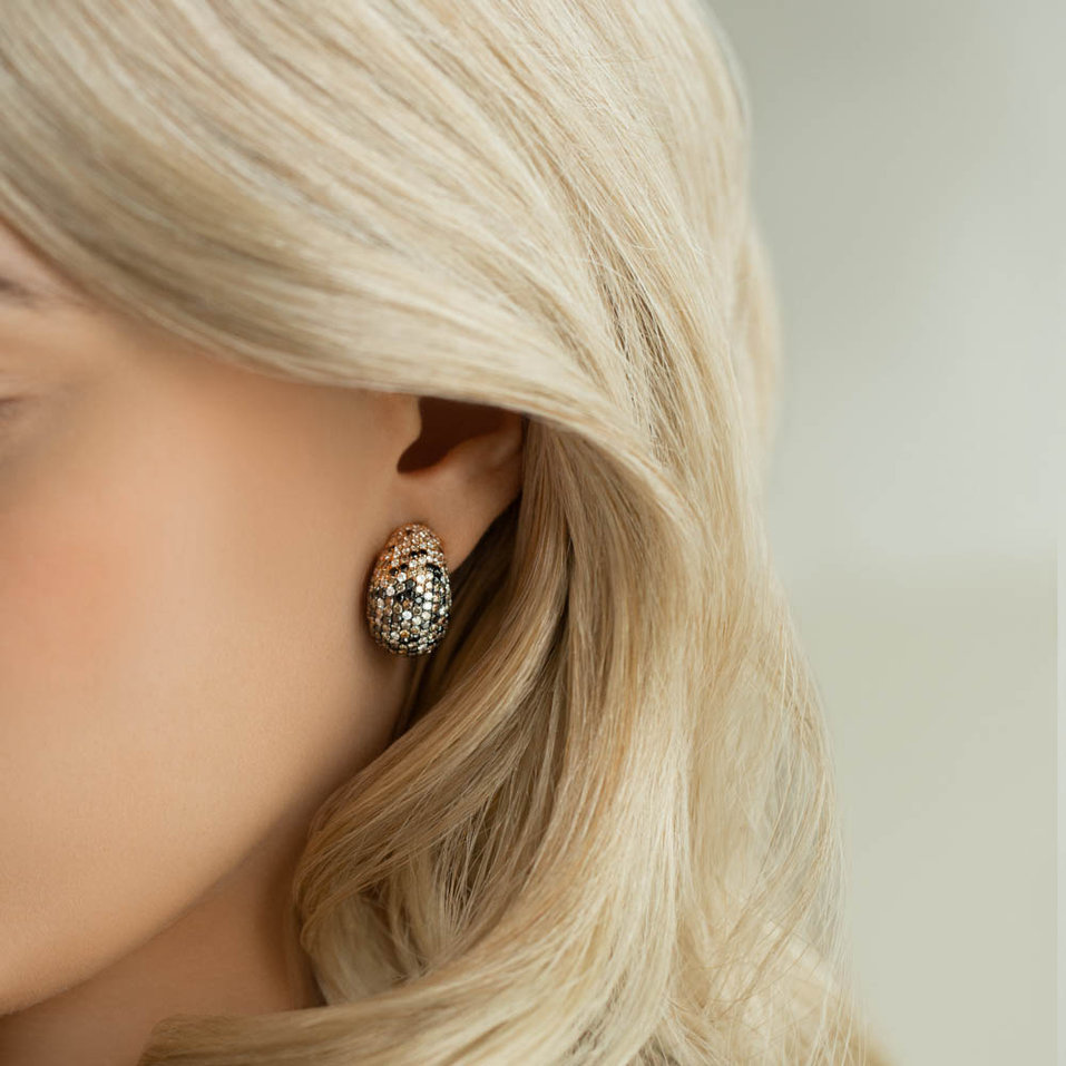 Náušnice s bílými, hnědými a černými diamanty Professor Majestic