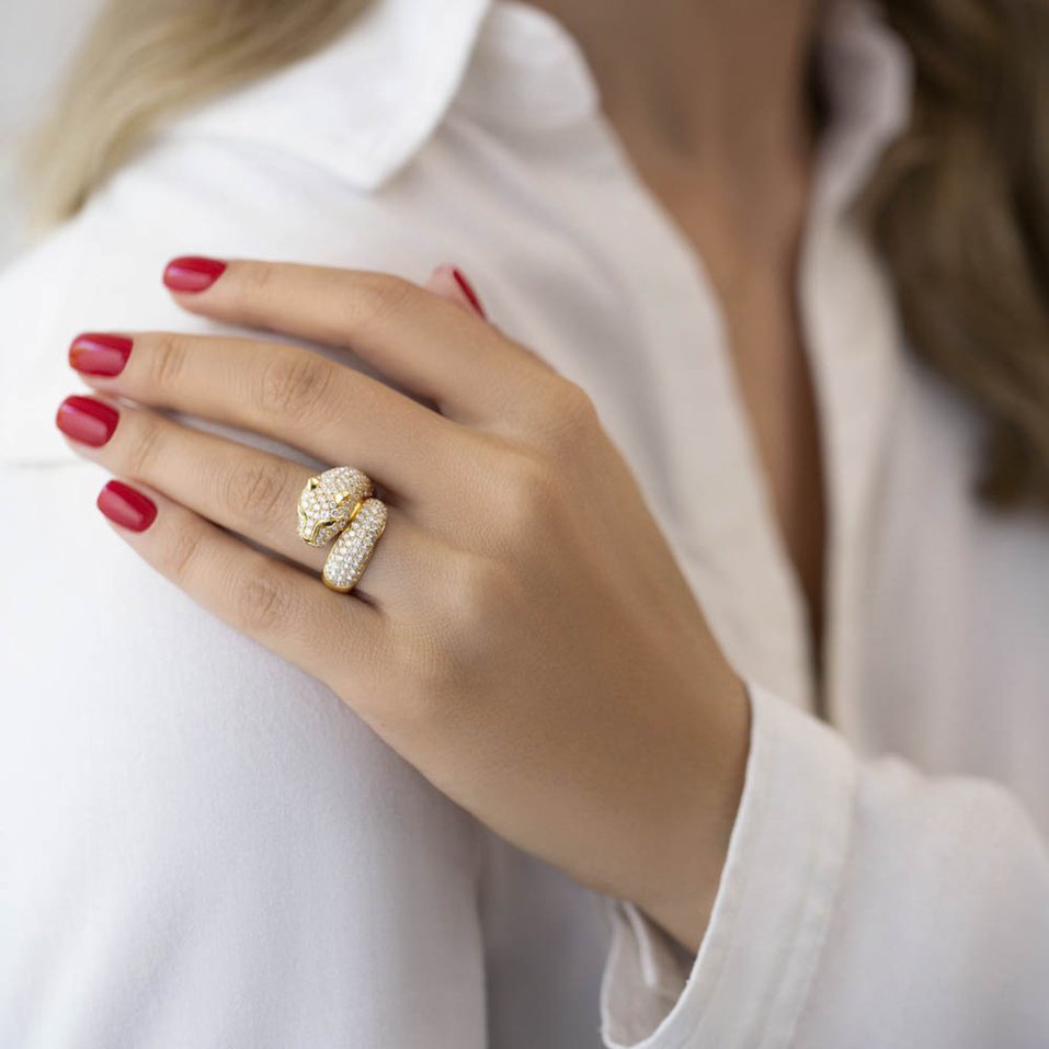 Prsten s diamanty Golden Beast