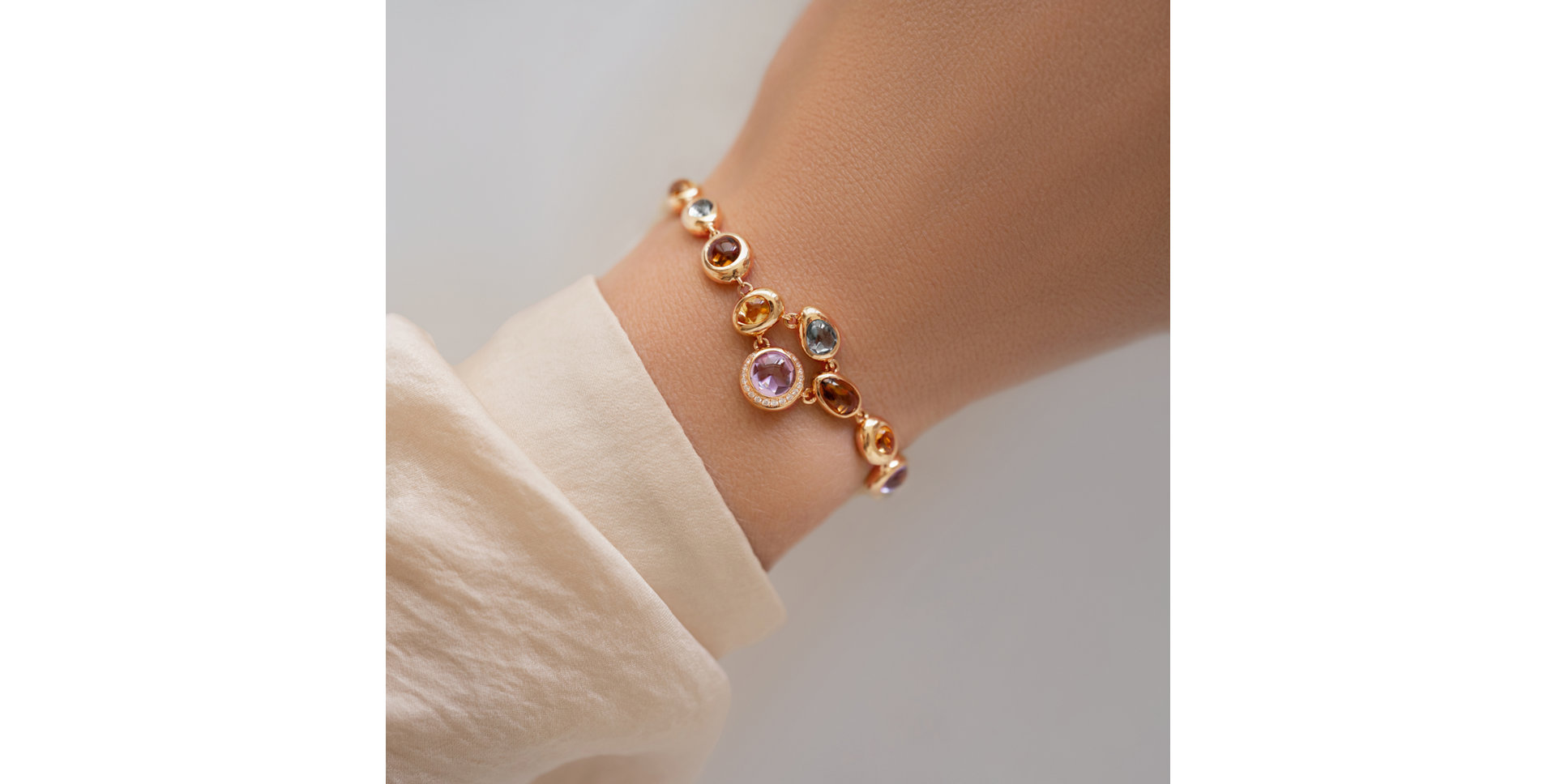 Náramek s diamanty a drahokamy Rainbow Charm