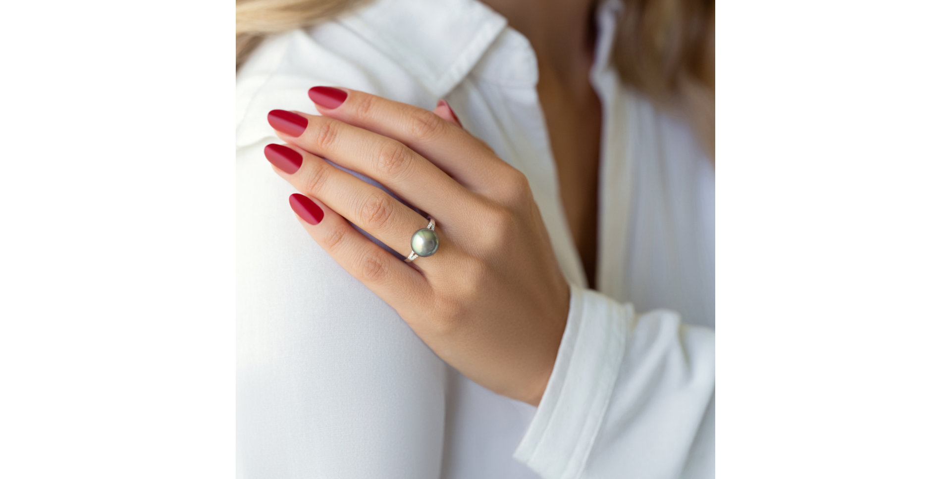 Prsten s perlou a diamanty Deep Dark Sea