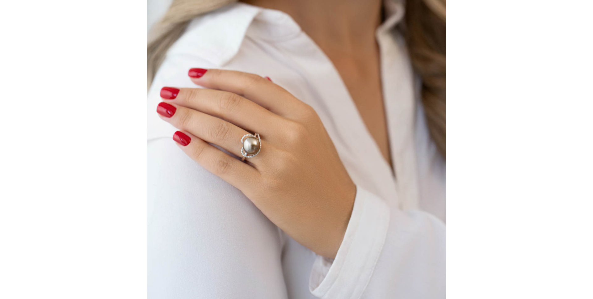 Prsten s perlou a diamanty Mert