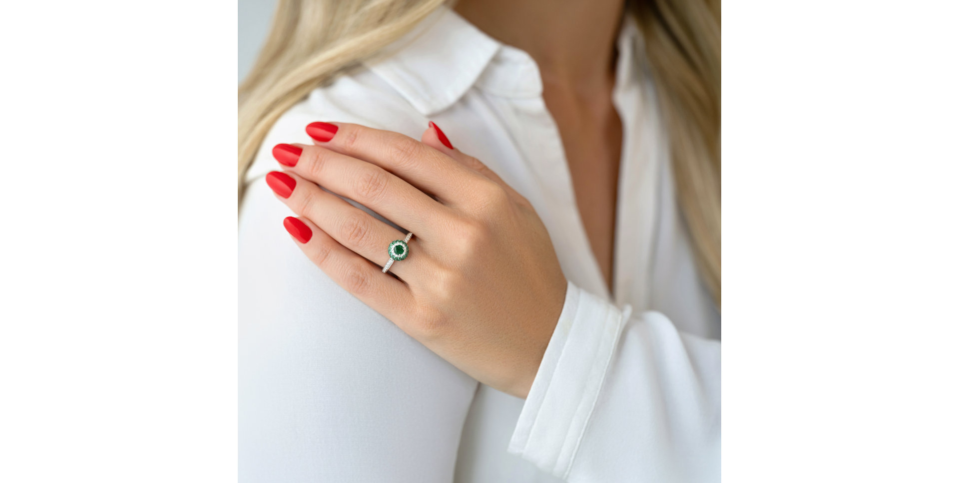 Prsten s diamanty a smaragdy Heavenly Elegance