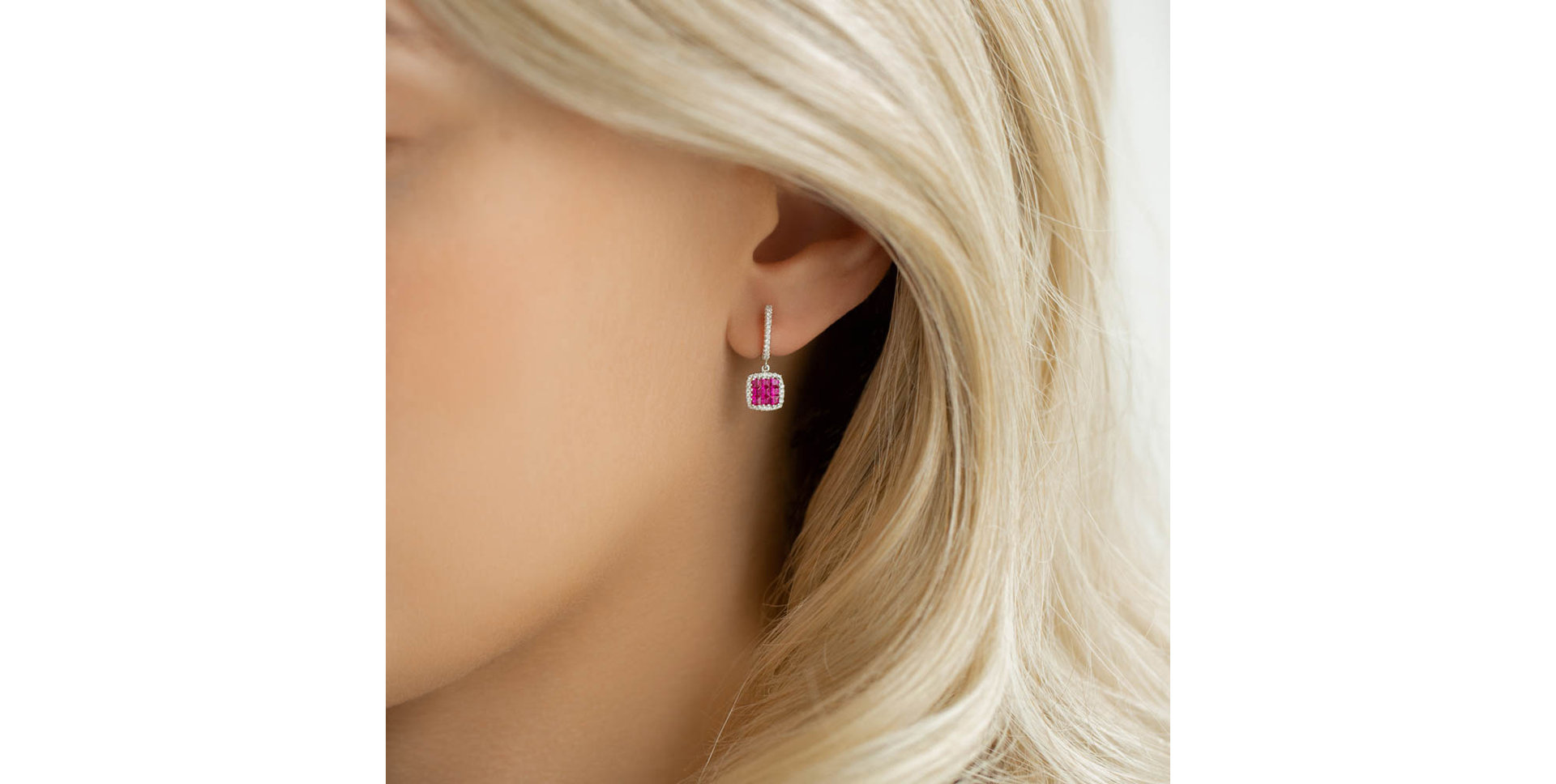 Náušnice s diamanty a rubíny Emersyn