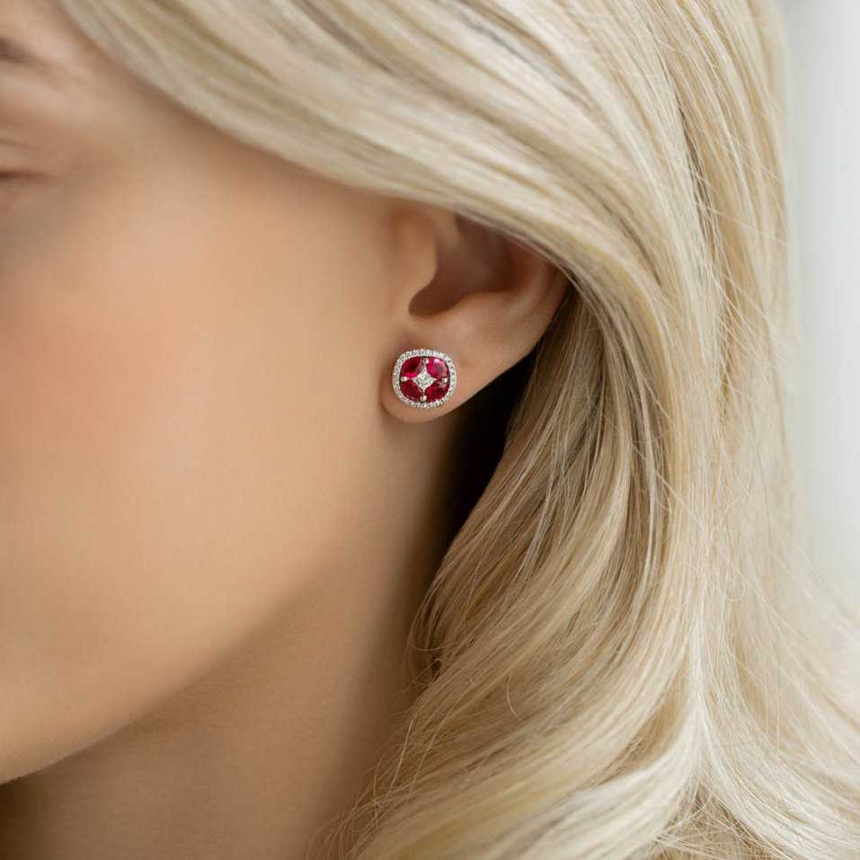 Náušnice s diamanty a rubíny Red Queen