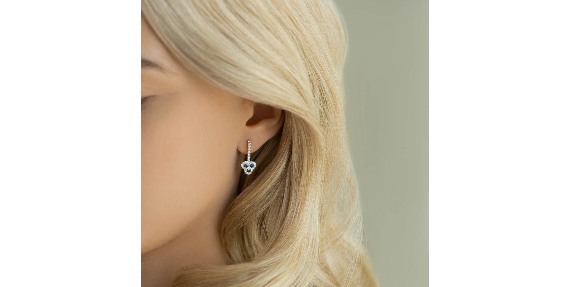 Náušnice s diamanty a safíry Heavenly Kiss