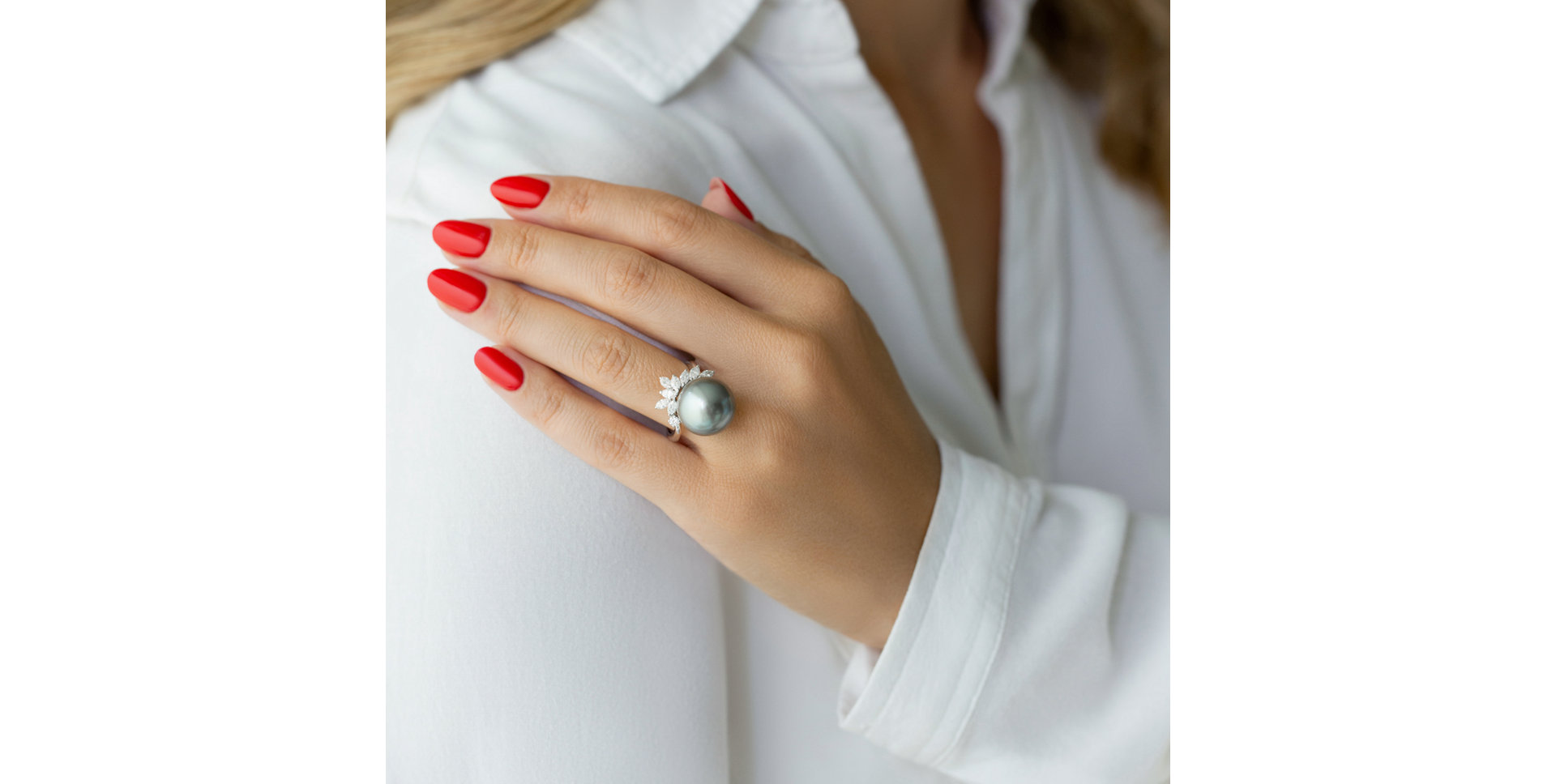 Prsten s perlou a diamanty Pearl Eminence