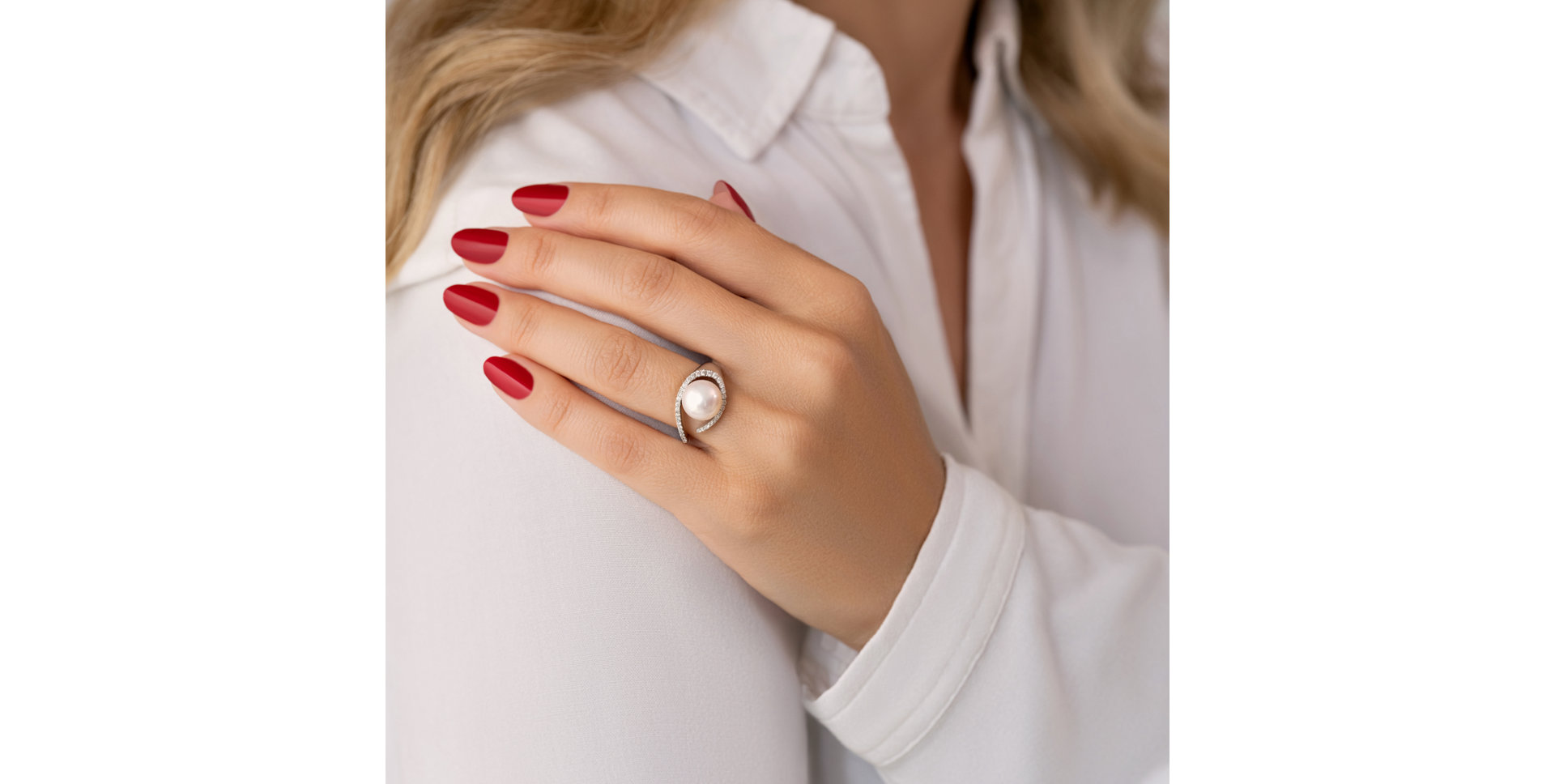 Prsten s perlou a diamanty Heavenly Shore