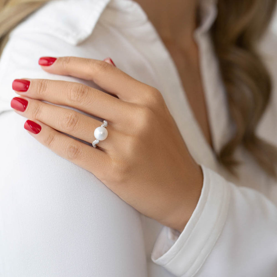 Prsten s perlou a diamanty Purity of Water