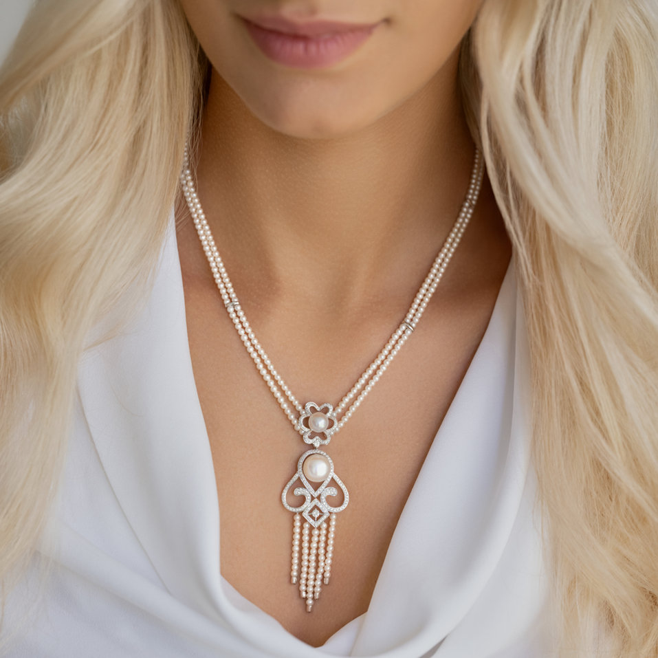 Náhrdelník s perlami a diamanty Versailles Romance