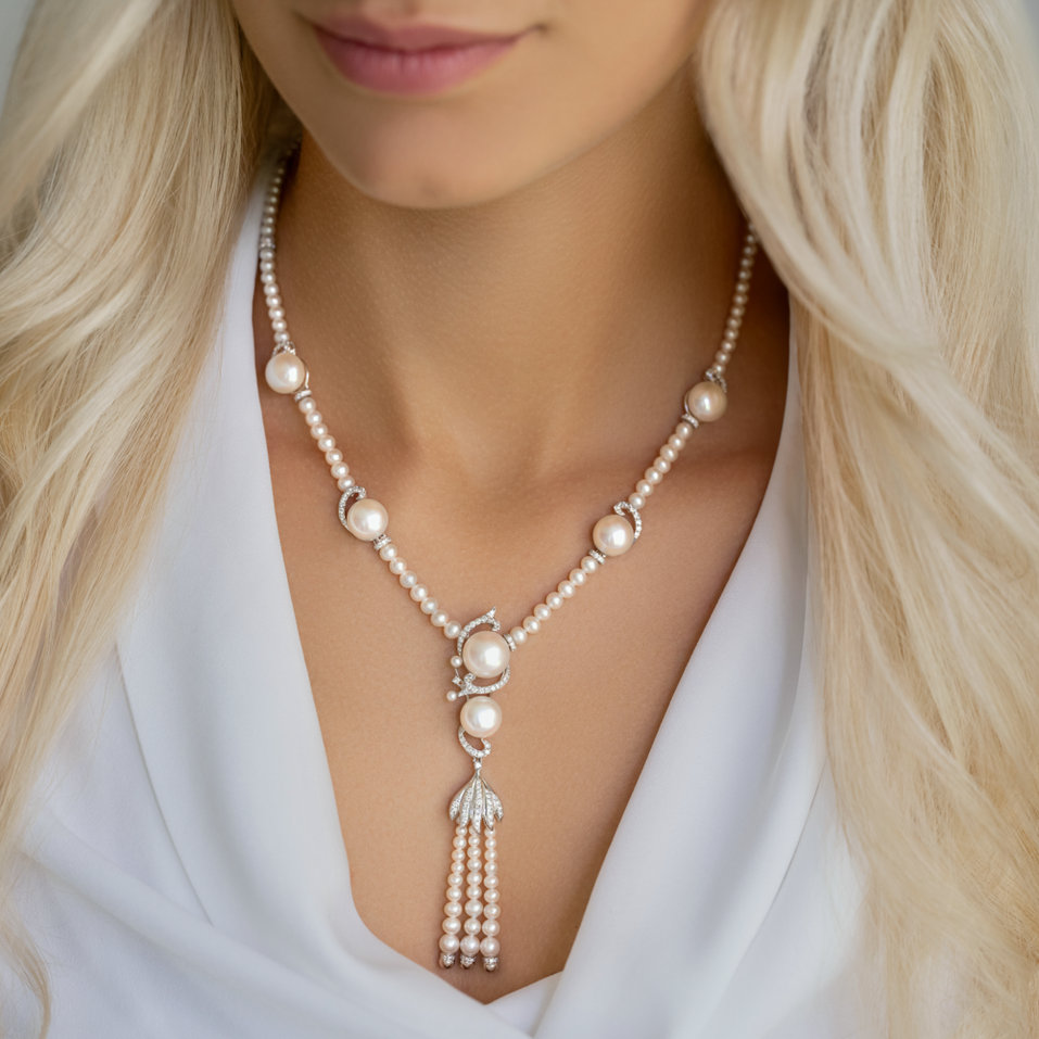 Náhrdelník s diamanty a perlami Versailles Miracle