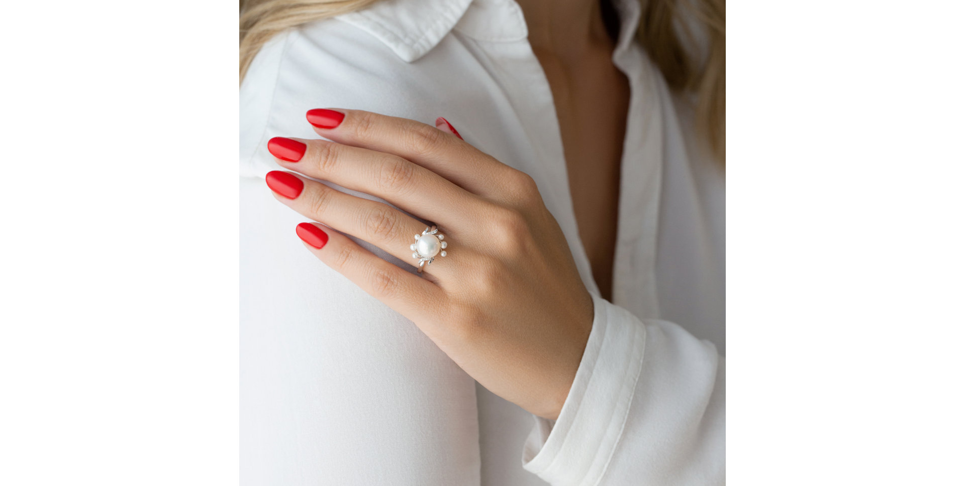 Prsten s perlami a diamanty Nymph Secret