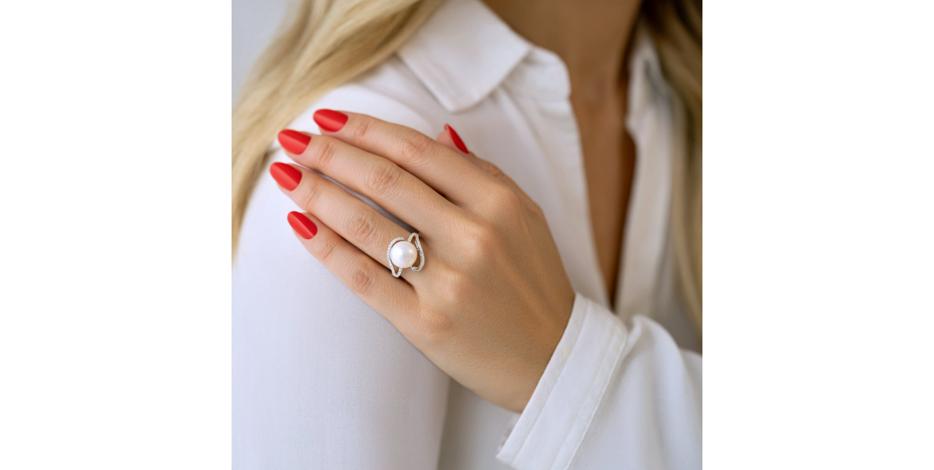 Prsten s perlou a diamanty Pearl Charm