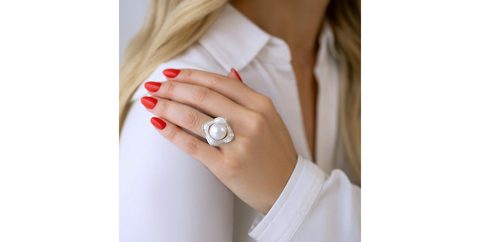 Prsten s perlou a diamanty Pearl Galaxy