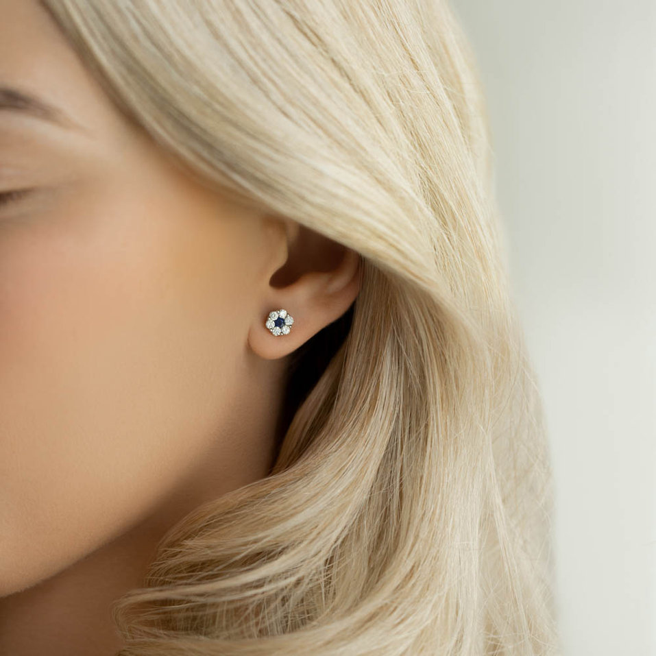 Náušnice s černými a bílými diamanty Night Touch