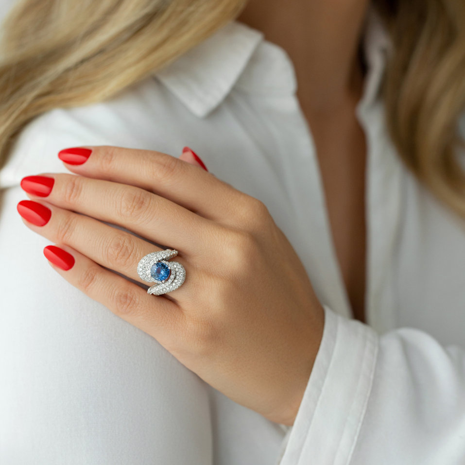 Prsten s tanzanitem a diamanty Eminence of Heaven