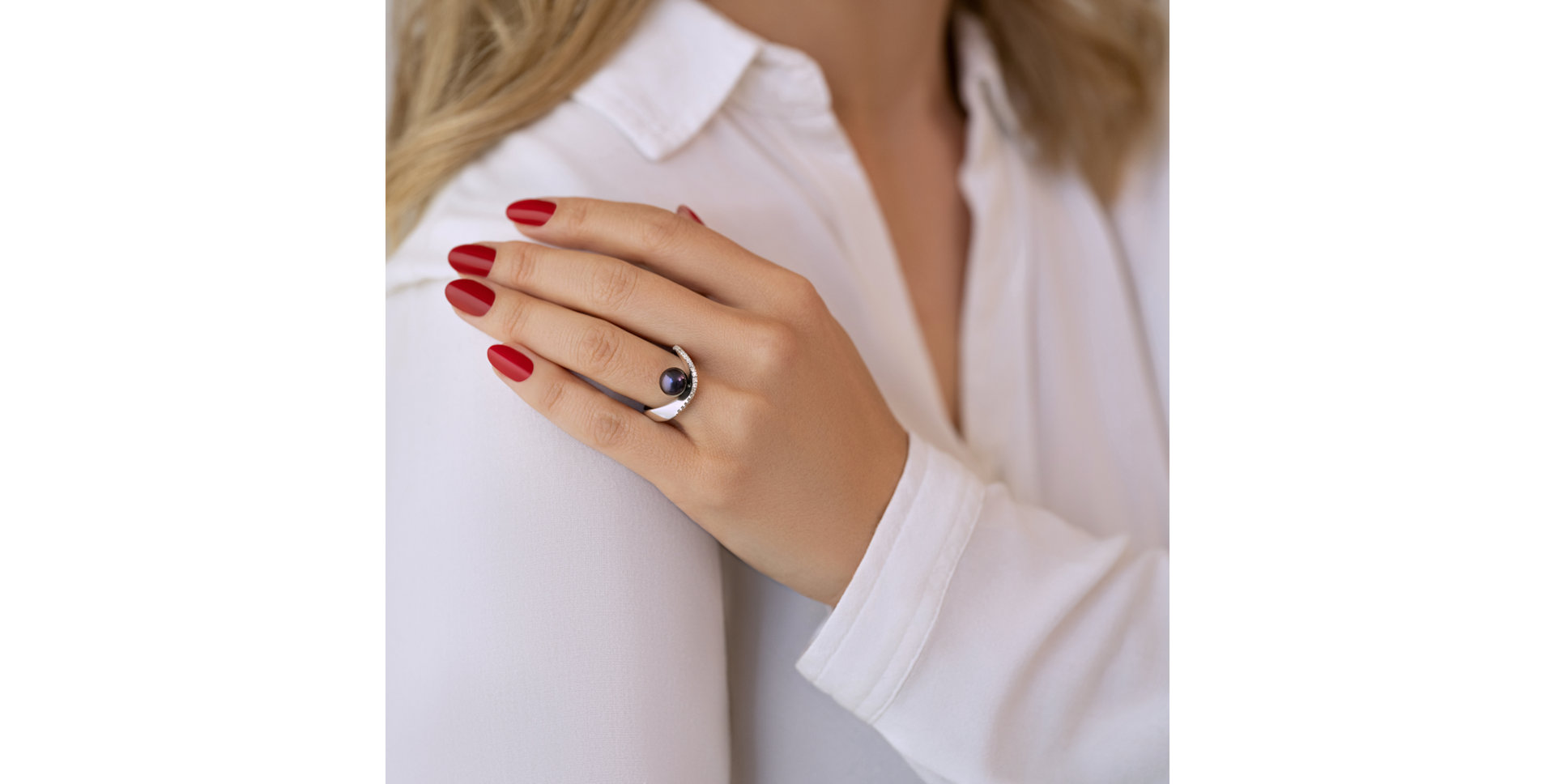 Prsten s perlou a diamanty Queen of Pearl