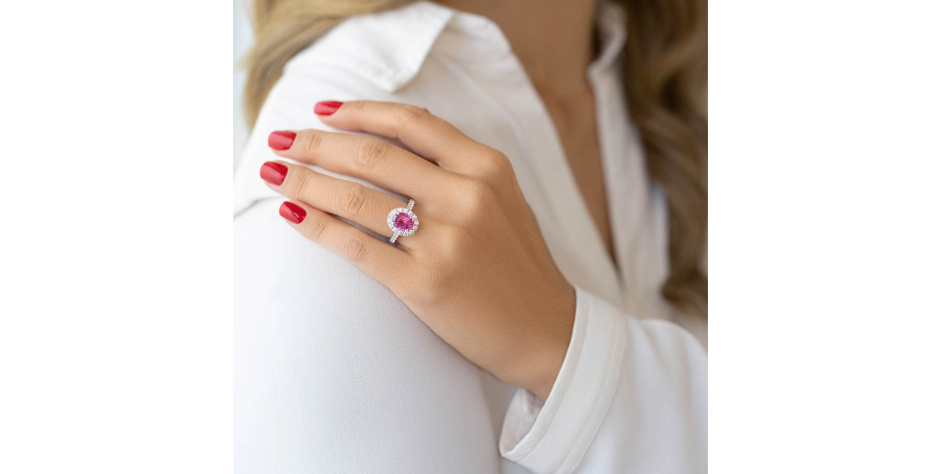 Prsten s safírem diamanty Royal Blush