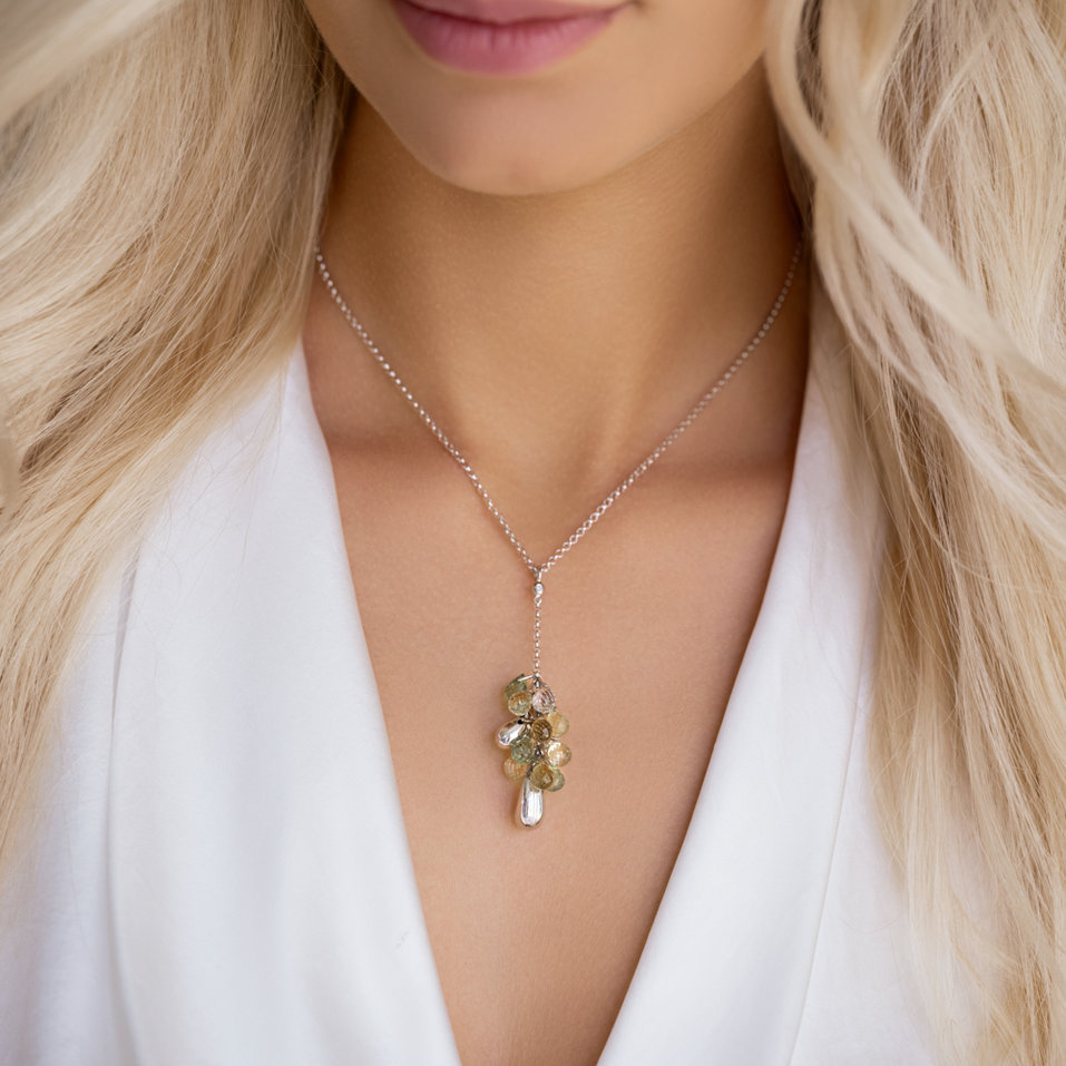 Náhrdelník s diamanty a drahokamy Palmira