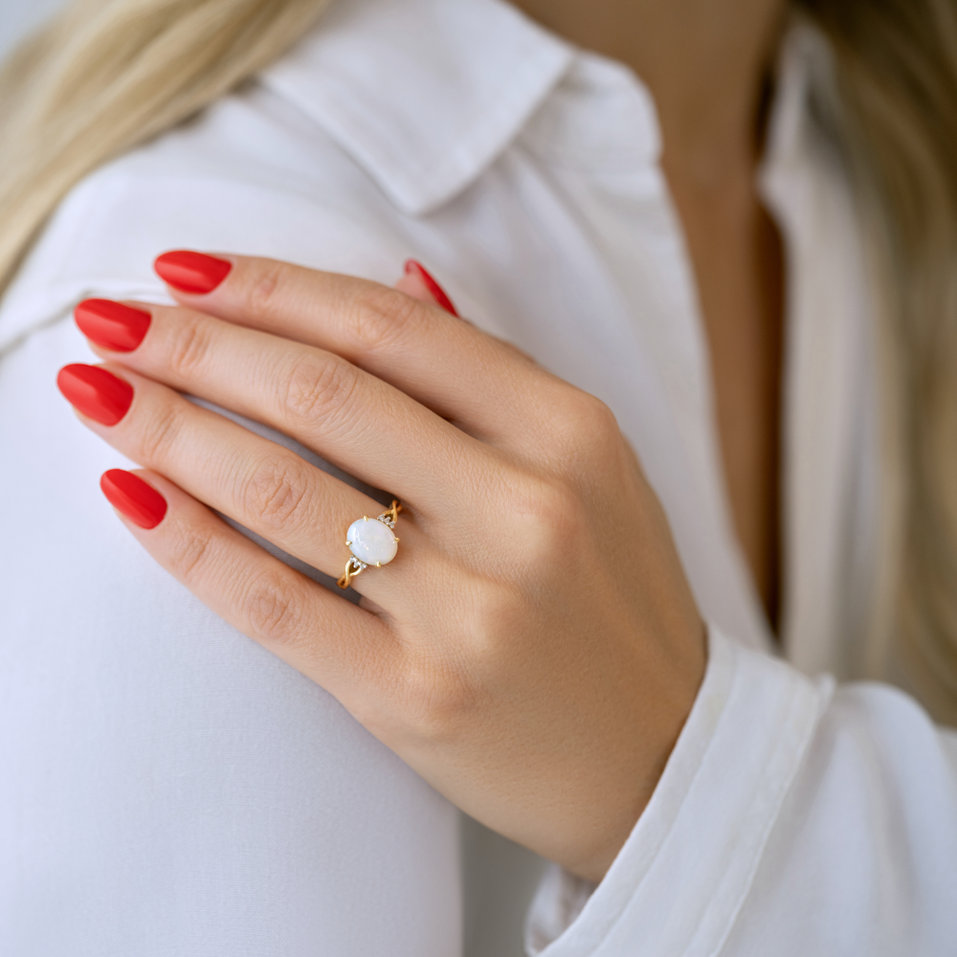 Prsten s opálem a diamanty Goldies