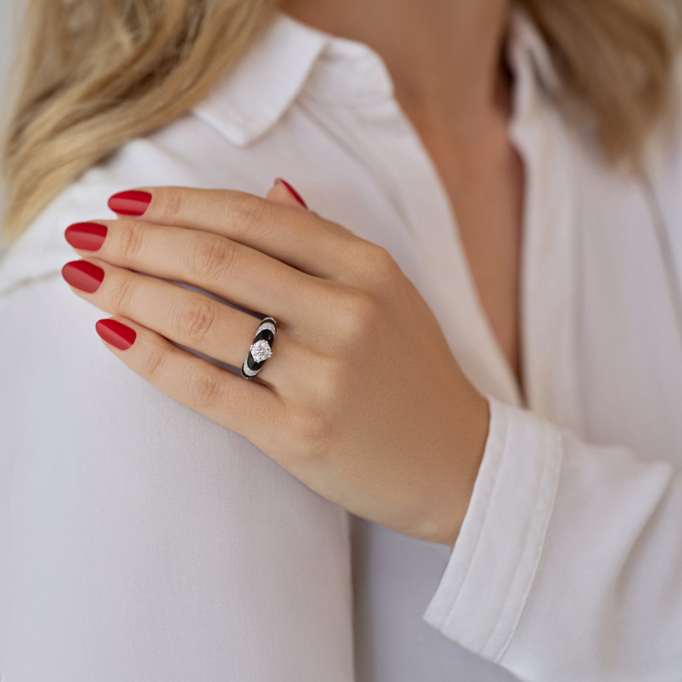 Prsten s diamanty a acháty Aziza