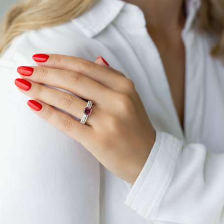 Prsten s turmalínem a diamanty Red Pleasure