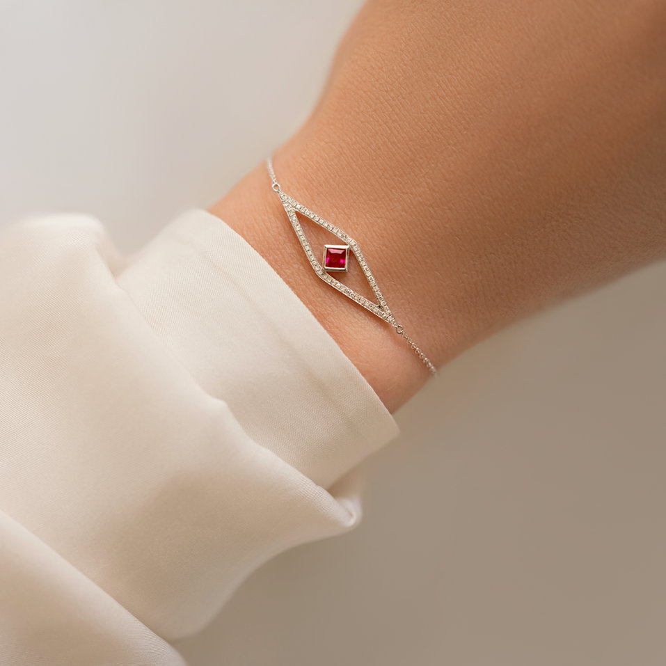 Náramek s rubínem a diamanty Nazario