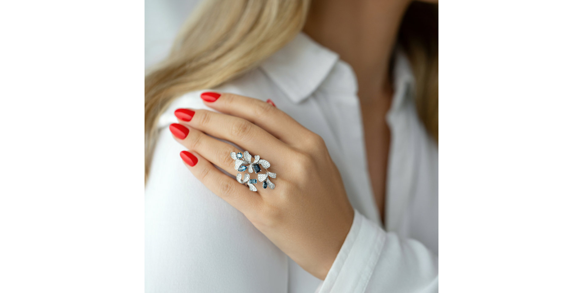 Prsten s diamanty a safíry Czarina Bloom