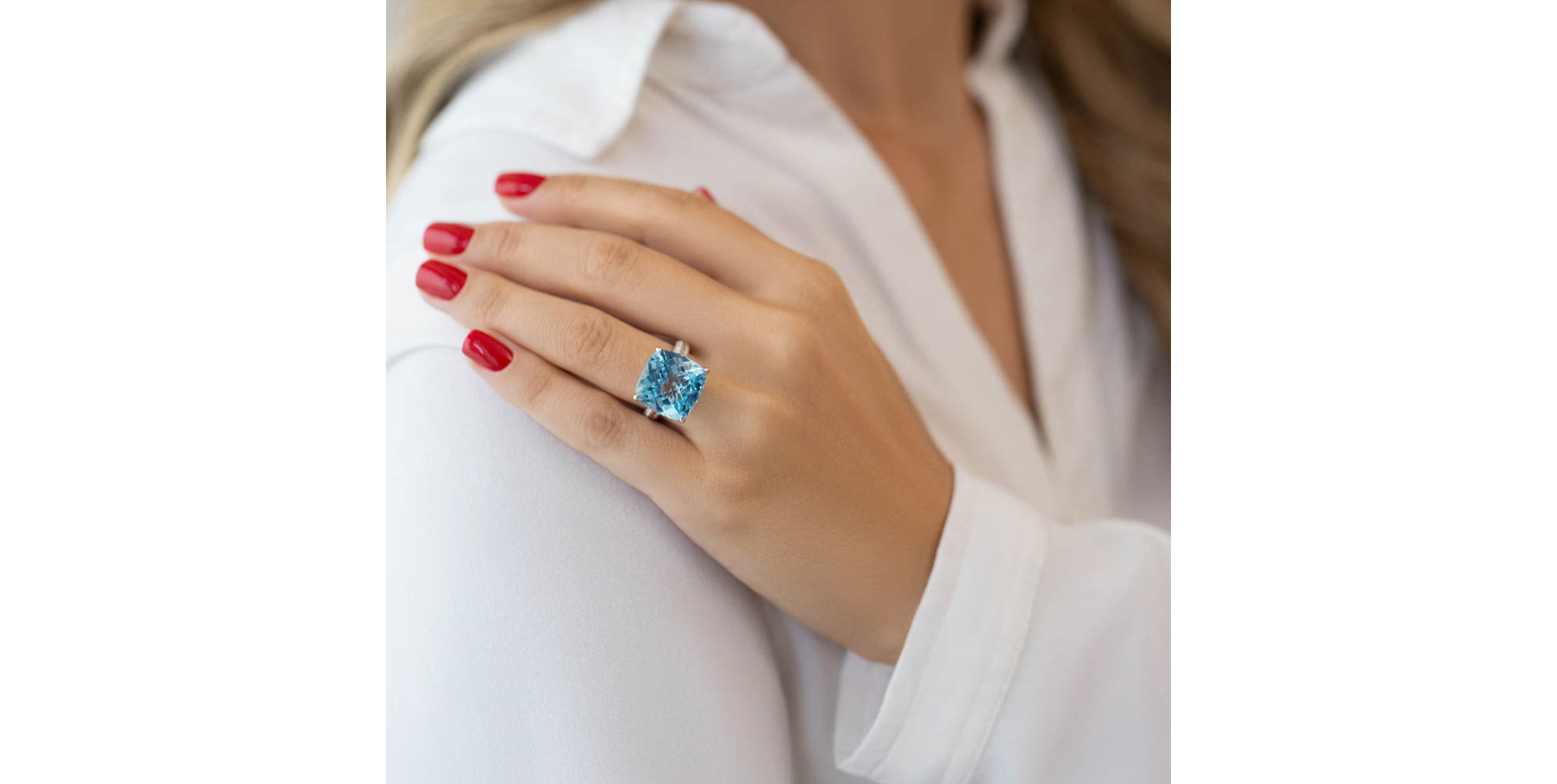 Prsten s topazem a diamanty Blue Czarina