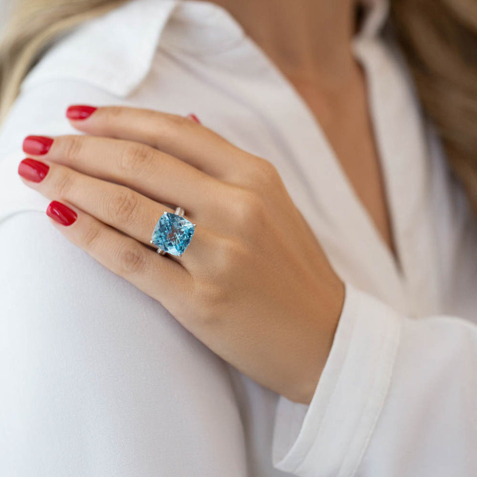 Prsten s topazem a diamanty Blue Czarina