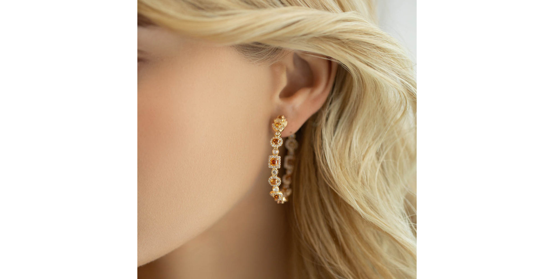 Náušnice s hnědými a bílými diamanty Earth Queen