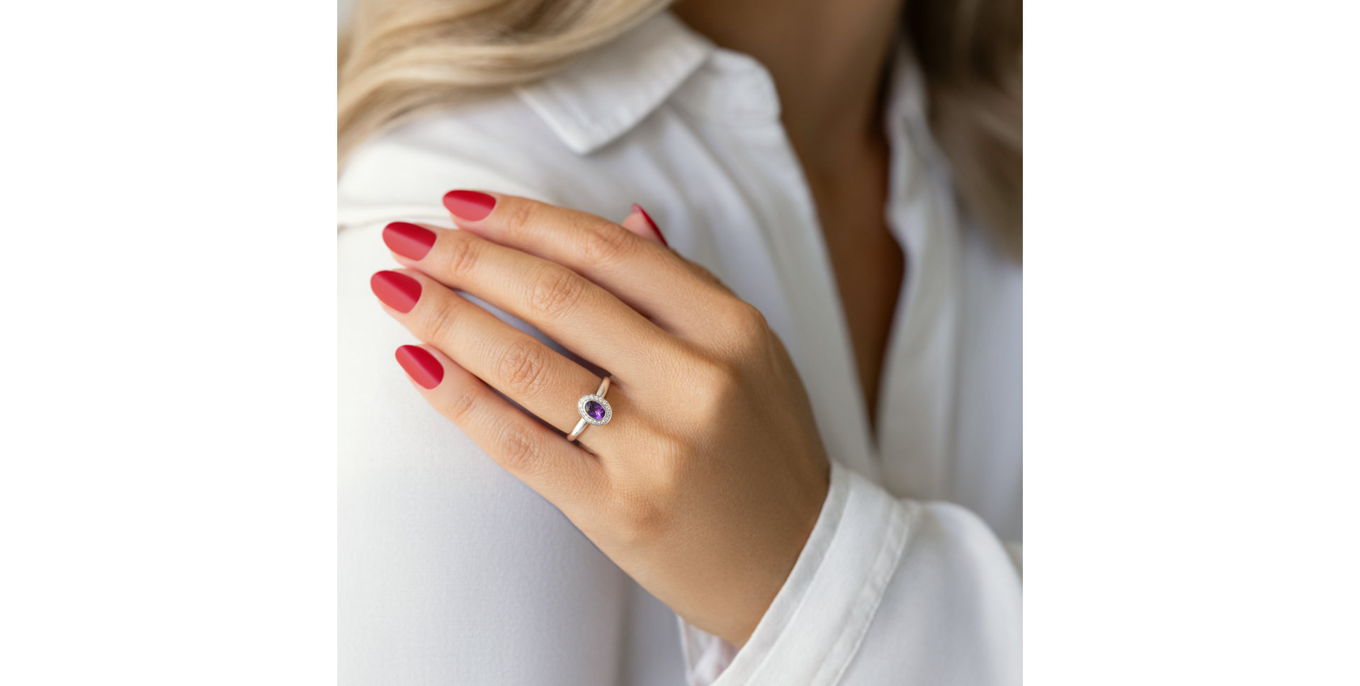 Prsten s ametystem a diamanty Vibrant Vivace