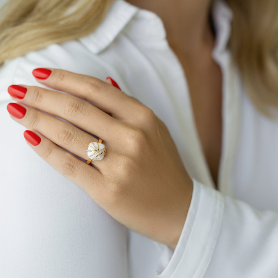 Prsten s achátem a diamanty Magique