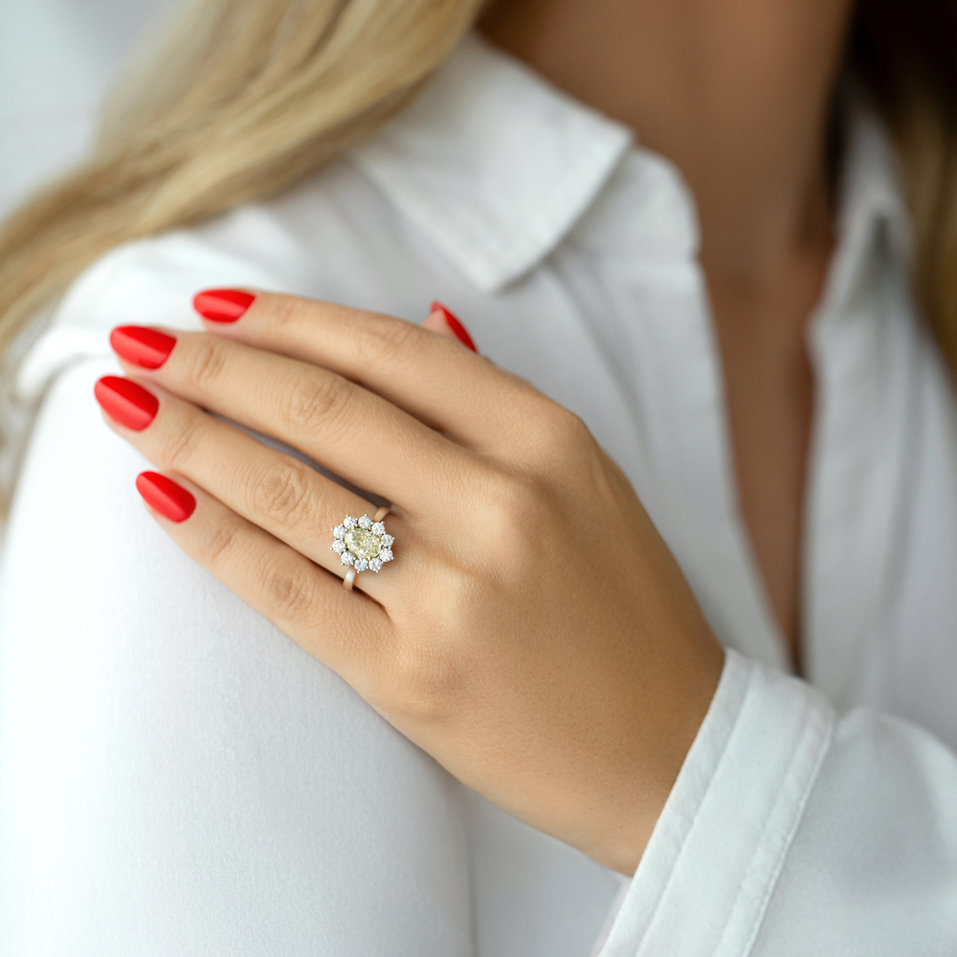 Prsten s bílými a žlutými diamanty Argelia