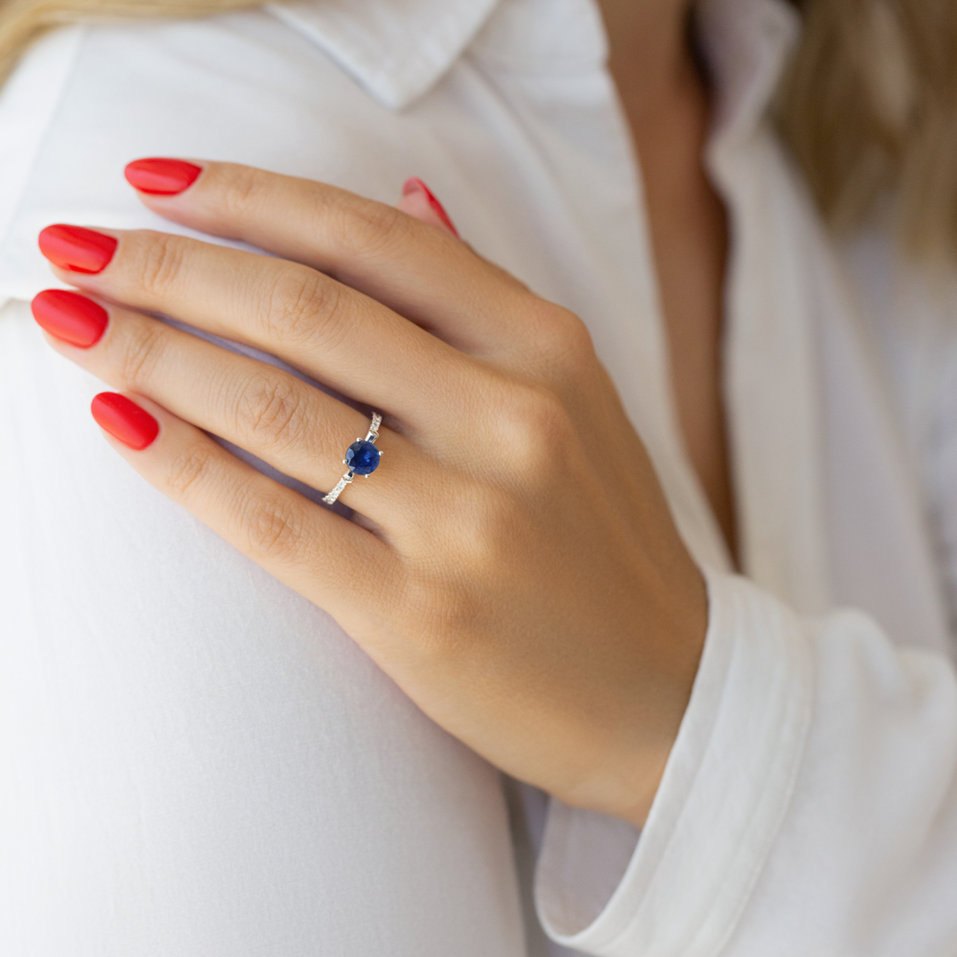 Prsten s safírem a diamanty Midnight Phantom